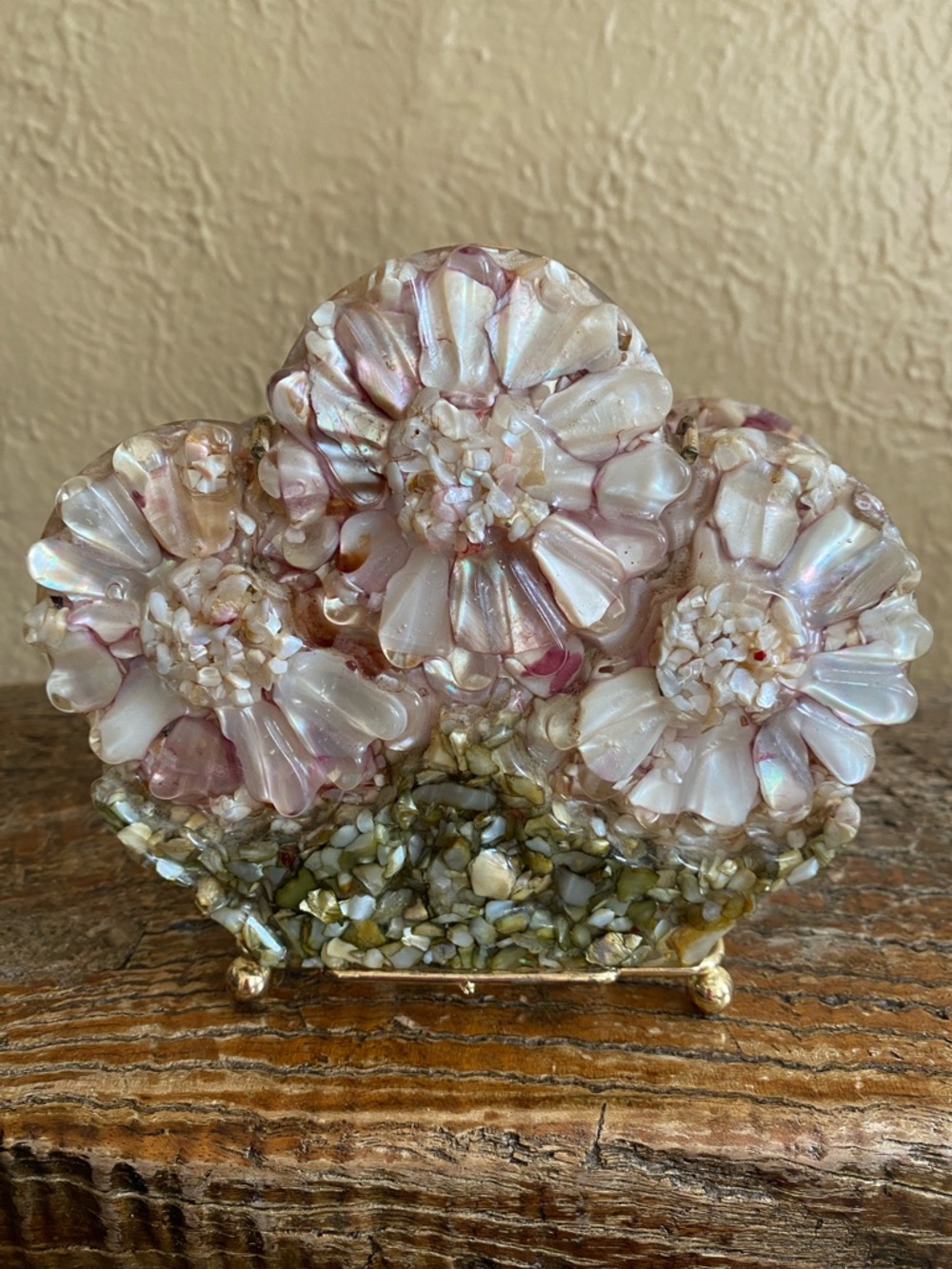 💐Rare 1960’s Vintage💐Abalone Shell & Lucite Napkin Holder - Picture 4 of 14